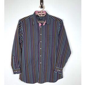 Paul Fredrick Mens 16x33 Tailored Fit Striped Non Iron Two Ply Cotton‎ Shirt